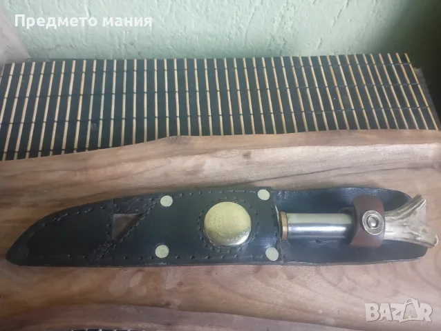 Уникален ръчно изработен нож с дръжка от рог и кожена кания, снимка 7 - Ножове - 55300569