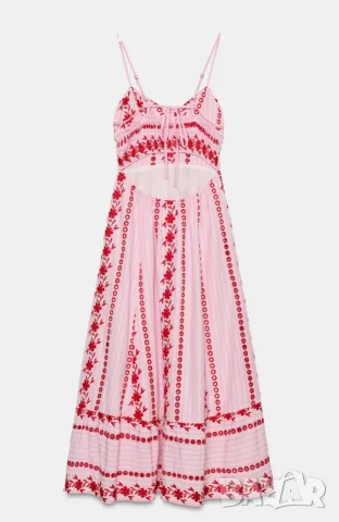 Нова миди рокля Zara с бродерия, снимка 4 - Рокли - 55356692