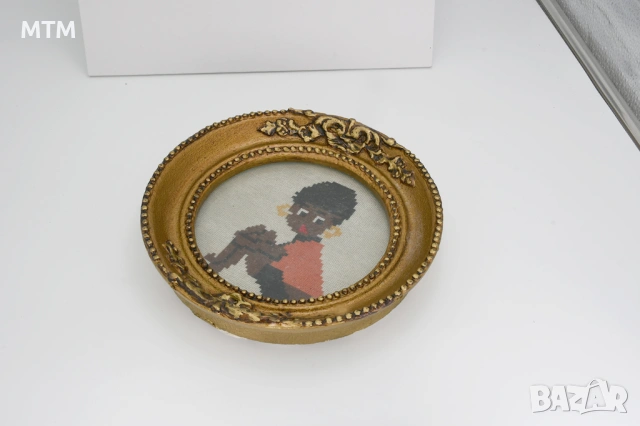 Гоблен ръчна изработка / с дървена рамка, снимка 2 - Антикварни и старинни предмети - 54131146