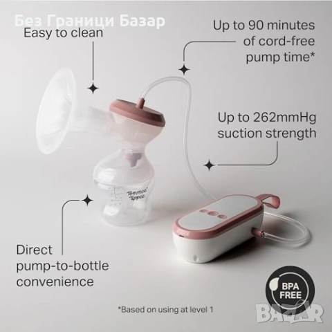 Нова Tommee Tippee електрическа помпа за кърма гърди USB 24мм 2 режима 9 нива, снимка 4 - Помпи за кърма - 54318135
