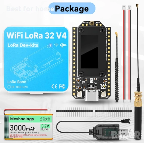 Развойна платка ESP32 LoRa V4 + батерия 3000mAh, подобрена ESP32-S3 SX1262 LoRa WiFi Bluetooth , снимка 9 - Друга електроника - 54960101