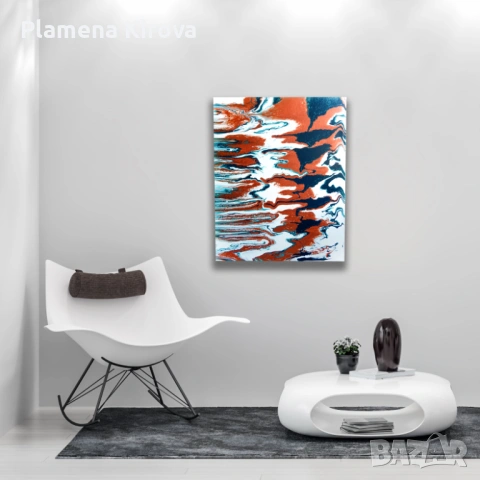 Абстрактна картина "Ръждива река" | Ръчна изработка, снимка 2 - Картини - 53979180