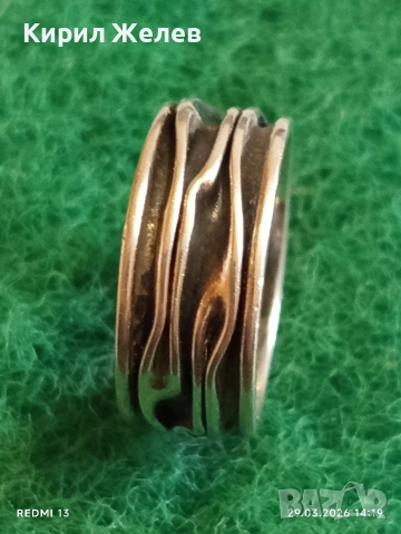 Дизайнерски сребърен пръстен тип халка Ретро Арт бижу 52907, снимка 3 - Пръстени - 54014504