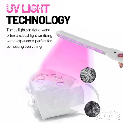 REAL SIMPLE RS UV Light Sanitizer Wand - Преносимо UVC дезинфекциращо устройство за дома, снимка 7 - Други стоки за дома - 54652164