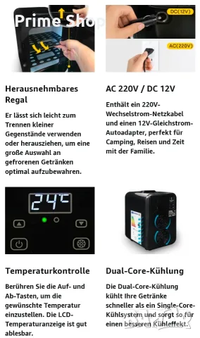 10L Мини Хладилник 12V / 220V, LCD Дисплей, Охлаждане и Затопляне, Enventor, снимка 10 - Хладилни чанти - 55409689
