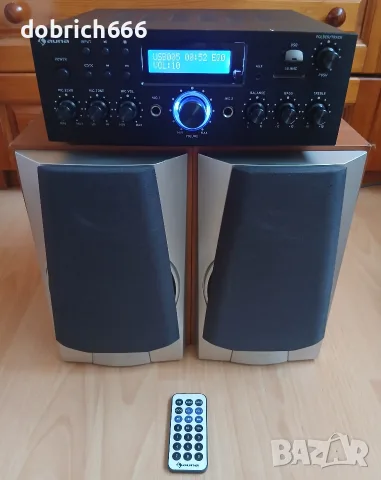 Bluetooth усилвател ресийвър Auna USB SD Aux с тонколони Sony 60 евро, снимка 2 - Аудиосистеми - 55597126