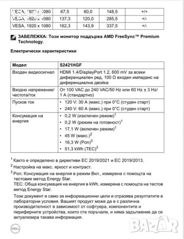 Монитор Dell S2421HGF 23.8 инча (60.45 см), снимка 9 - Монитори - 55432709