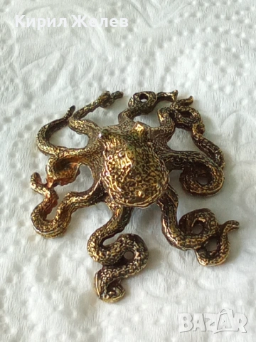 Бронзова фигурка на октопод 🐙 54393, снимка 6 - Колекции - 54177400