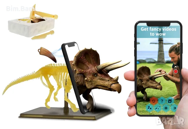 Образователен комплект с приложение за виртуална реалност AR Dino World - Трицератопс, снимка 2 - Образователни игри - 55415197