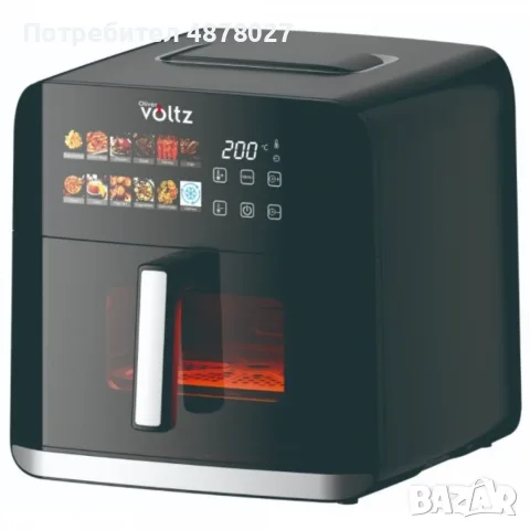 Еърфрайър Oliver Voltz OV51980CF, 1800W, 8 литра, Двоен нагревател, 12 Програми, LED дисплей и прозо
