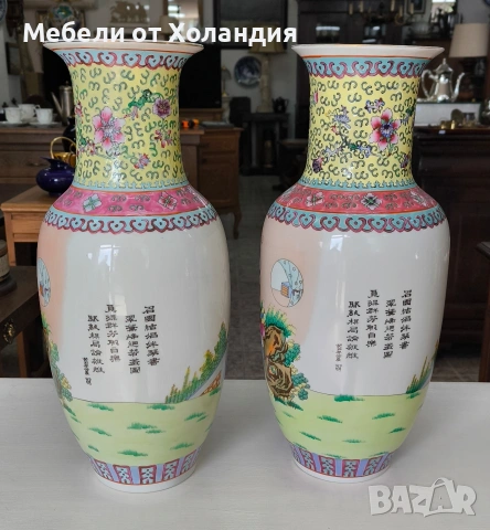 Двойка рисувани китайски вази, снимка 7 - Вази - 54386909