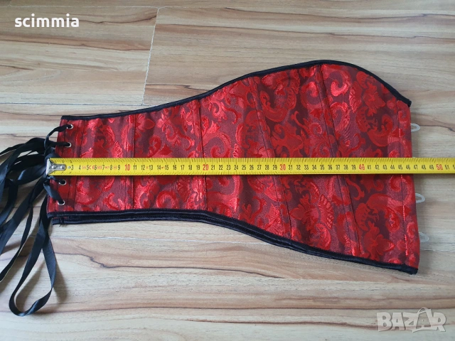 Червен готически корсет с връзки и флорален мотив XL/XXL/XXXL, снимка 6 - Корсети, бюстиета, топове - 54660119