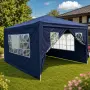 Градинска шатра павилион 3x4x2.5 м синя – Парти шатра със стени, 4 прозореца и вход с цип, снимка 2
