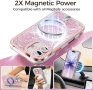 Нов Калъф за iPhone 17 MagSafe розов блестящ с кристали и каишка, защитен кейс Айфон , снимка 4