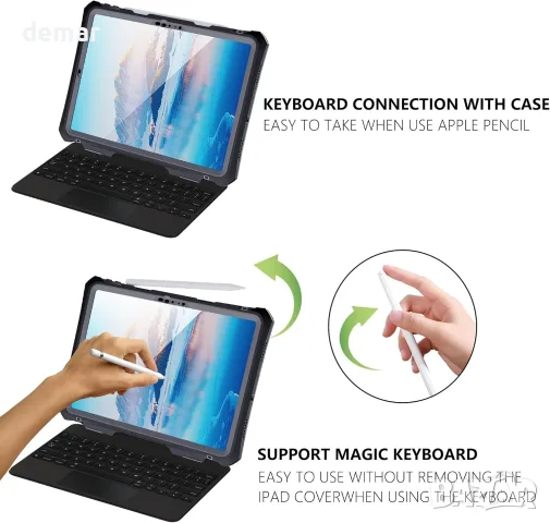 ShellBox Case Водоустойчив, удароустойчив и устойчив на падане калъф за iPad Pro 11 инча 2024, снимка 7 - Таблети - 55524311