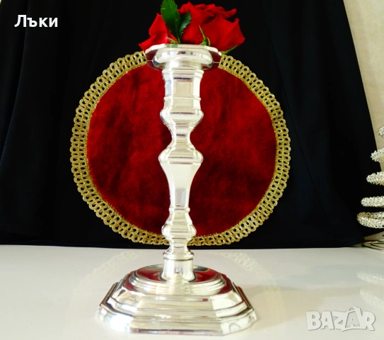 Посребрен свещник BMF,W.Germany,Art Deco. , снимка 3 - Антикварни и старинни предмети - 54962597