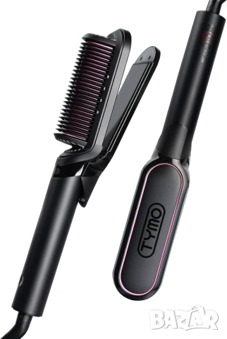 Четка преса за коса TYMO Flat Iron Hair Straightener Brush 2 in 1 200M Ions Ceramic Black