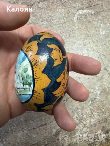 Дървено яйце ръчно рисувано , снимка 2 - Колекции - 54368356