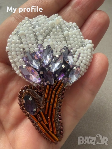 Царствена уникална Handmade брошка - Магнолия , снимка 5 - Колиета, медальони, синджири - 54223331