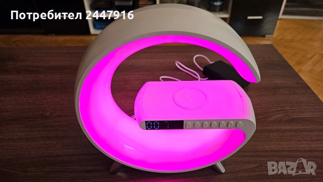G shape RGB блутуут колонка и wireless charger 15w, снимка 8 - Bluetooth тонколони - 54516271