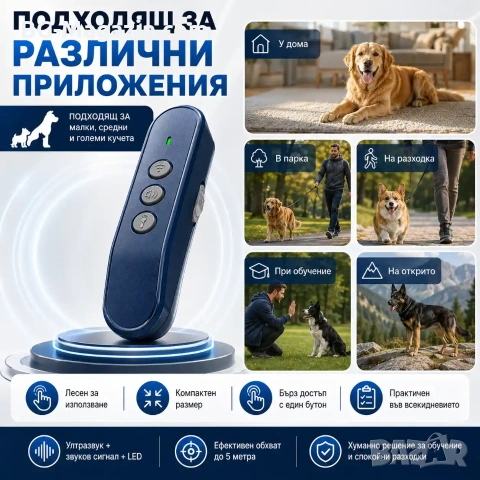 Нов преносим ултразвуков кучегон против агресивни кучета или за дресировка обучение самозащита, снимка 6 - За кучета - 54340463