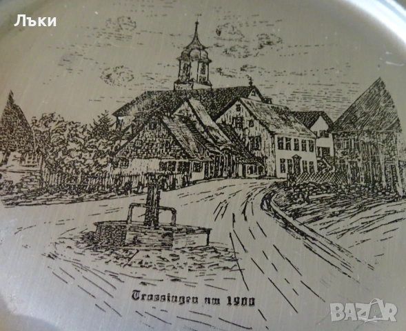 Калаена чиния,пано с литография на Trossingen. , снимка 3 - Антикварни и старинни предмети - 54670655