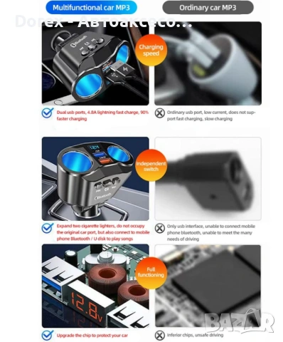 FM трансмитер Bluetooth 5.0 и зарядно 2 USB QC3.0, снимка 8 - Аксесоари и консумативи - 54134913