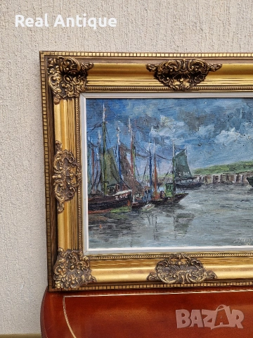 Стара уникална антикварна майсторска авторска картина масло върху платно , снимка 5 - Антикварни и старинни предмети - 54777822
