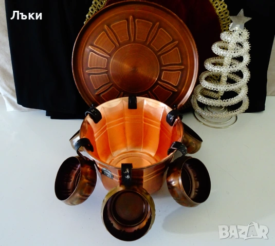 Меден сервиз за вино с котле,чаши,поднос,чиста мед. , снимка 11 - Антикварни и старинни предмети - 54541399