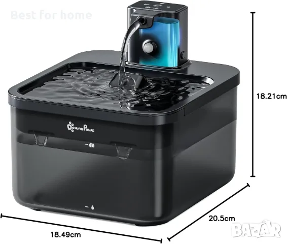 DownyPaws 2.5 L Безжичен котешки фонтан за пиене със сензор за движение, снимка 5 - За котки - 55420760