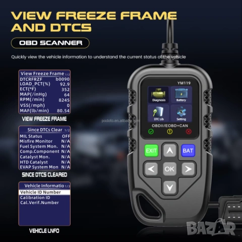 OBD2 Диагностика, EOBD, за кола, за автомобил, Четене и изтриване грешки, автомобилна диагностика, снимка 5 - Аксесоари и консумативи - 54120632