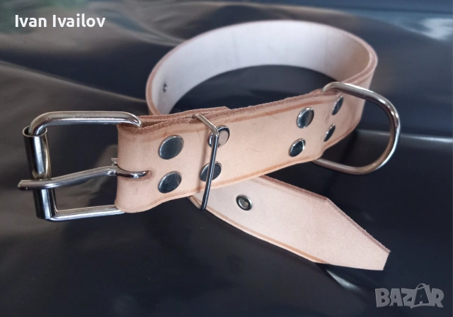 Масивен нашийник от натурална кожа (Бланк) – 4 см широк, снимка 3 - За кучета - 54137996