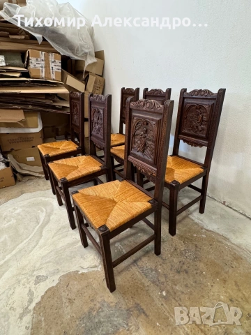 Комплект трапезни столове от дъбов масив, снимка 3 - Столове - 55006007