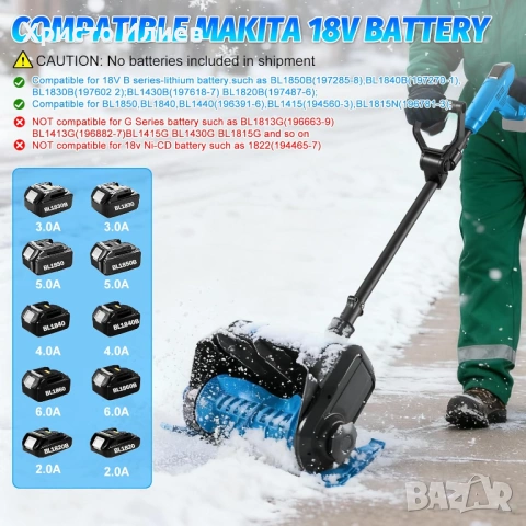Акумулаторен снегорин Уред за почистване на сняг съвместим с Makita, снимка 2 - Други инструменти - 54390902