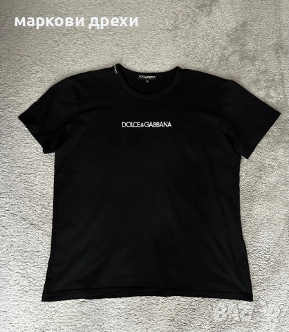 Dolce & Gabbana Black Cotton Jersey Logo Embroidered T-Shirt, снимка 2 - Тениски - 54901238