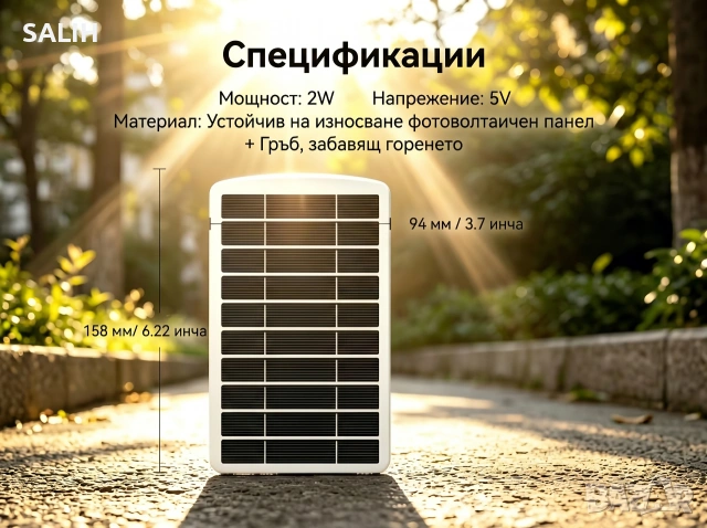 2W Соларно зарядно устройство с USB за къмпинг, туризъм, телефон и преносима батерия, снимка 3 - Друга електроника - 54988487