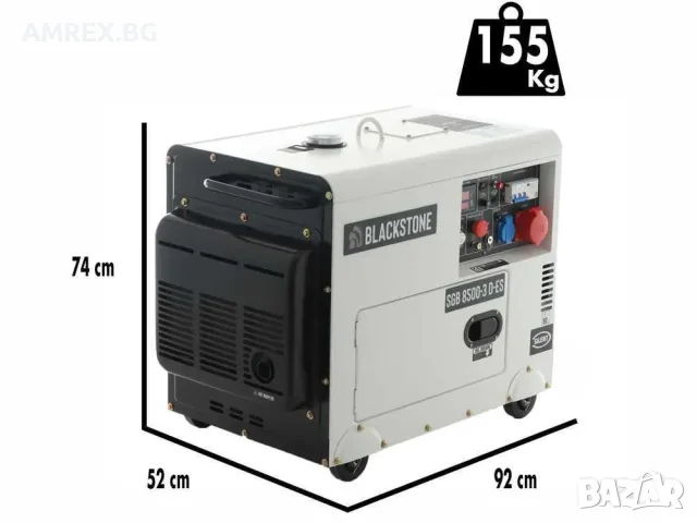 Шумоизолиран дизелов трифазен генератор Blackstone 6.3 kW, снимка 2 - Генератори - 55393584