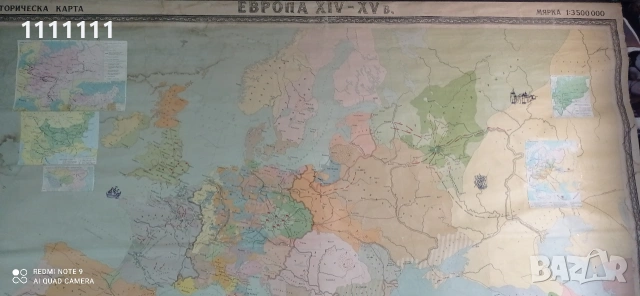 историческа карта Европа 14-15 век, снимка 5 - Антикварни и старинни предмети - 55017975
