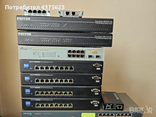 лот ИТ техника Cisco D-Link Patton Linksys TrendNet Router Switch VoIP SFP модули, снимка 3 - Суичове - 55154639