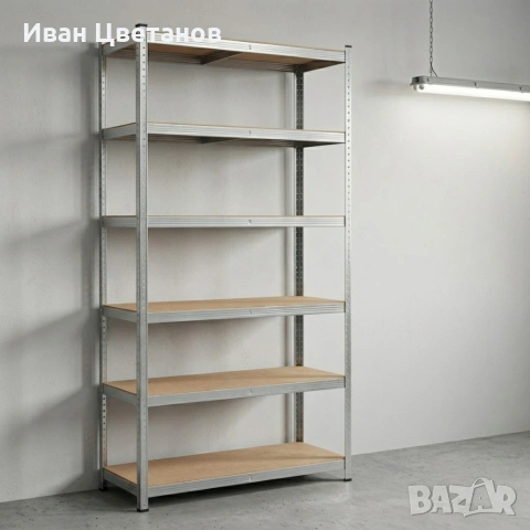 Професионален метален стелаж HÖGLER 222x110x50 см – 6 Рафта, до 1050 кг, регулируема височина