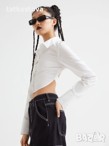 H&M фешън риза с отворен гръб р-р XS, снимка 3 - Ризи - 54503816
