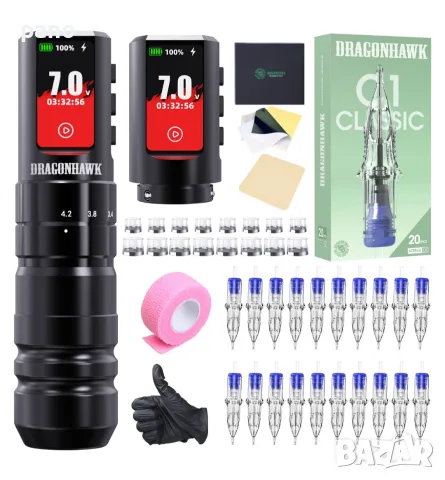 (160€) НОВО Dragonhawk A3 Pro Wireless Tattoo Pen Machine Kit, снимка 2 - Друго оборудване - 55314344