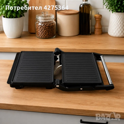 Мултифункционален грил тостер 1000W - терморегулатор и отваряне на 180°, снимка 3 - Тостери - 54591064