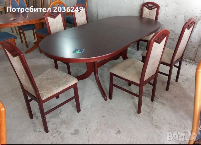 Комплект масивна разтегателна маса с 6 стола, снимка 2 - Маси - 54164973