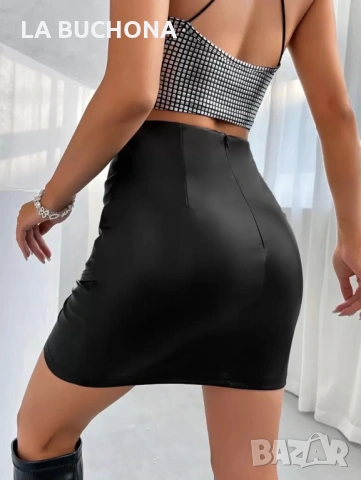 Къса кожена пола, снимка 2 - Поли - 54067357