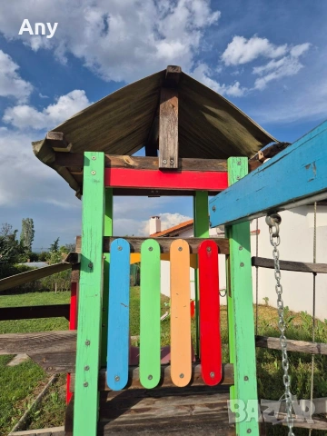 Мултифункционален детски дървен кът / площадка с пързалка и люлки, снимка 9 - Други - 54297138
