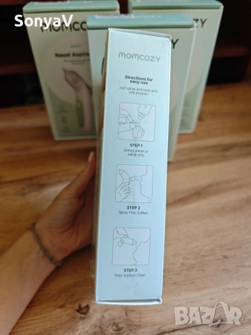 Електрически аспиратор за нос Momcozy BreezyClear 2-в-1 (спрей + изсмукване) – чисто нов, снимка 3 - Други - 54630738