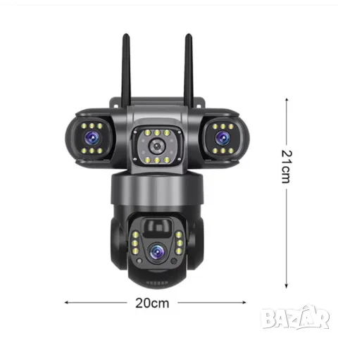 12MP HD Smart 4G Соларна Камера Три Обектива PTZ 3 Екранни PIR Камери за Разпознаване на Човек , снимка 3 - IP камери - 52242786