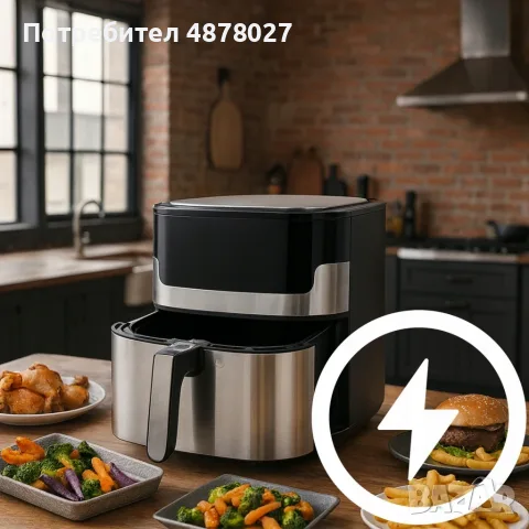 Смарт Еърфрайър , 2200W, XXL 6.5л, Wi-Fi Tuya App, 10 Програми, Неръждаема стомана, снимка 3 - Фритюрници - 55688188