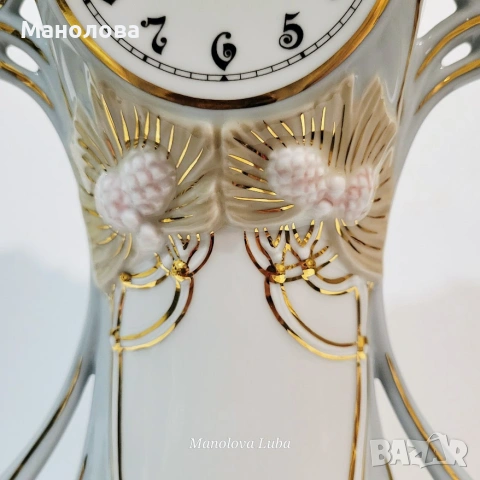 Порцеланов настолен часовник Royal Dux Bohemia Secese в стил Art Nouveau., снимка 4 - Други ценни предмети - 55255745